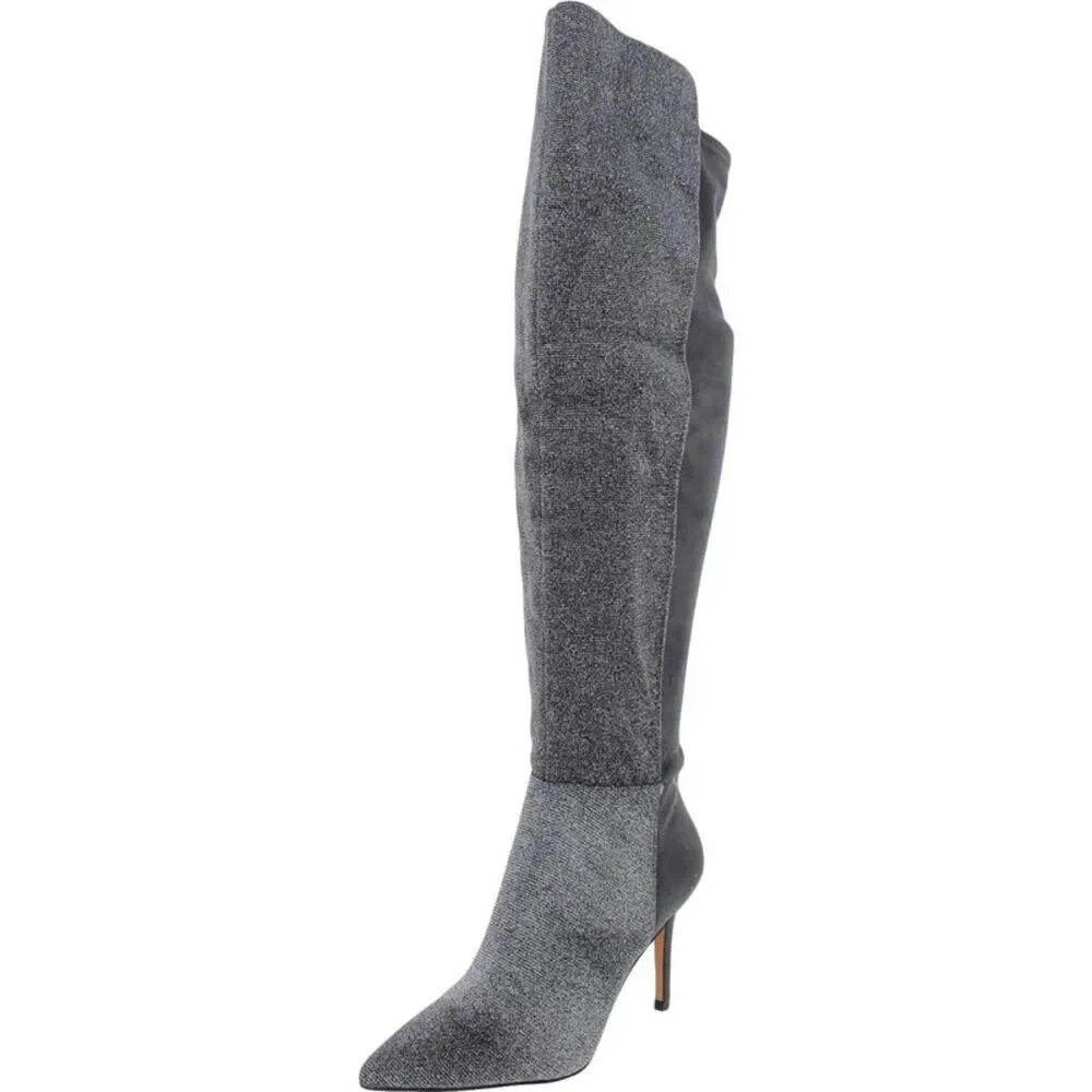 Jessica Simpson Womens Amriena Gray Faux Suede Over-The-Knee Boots Shoes Used